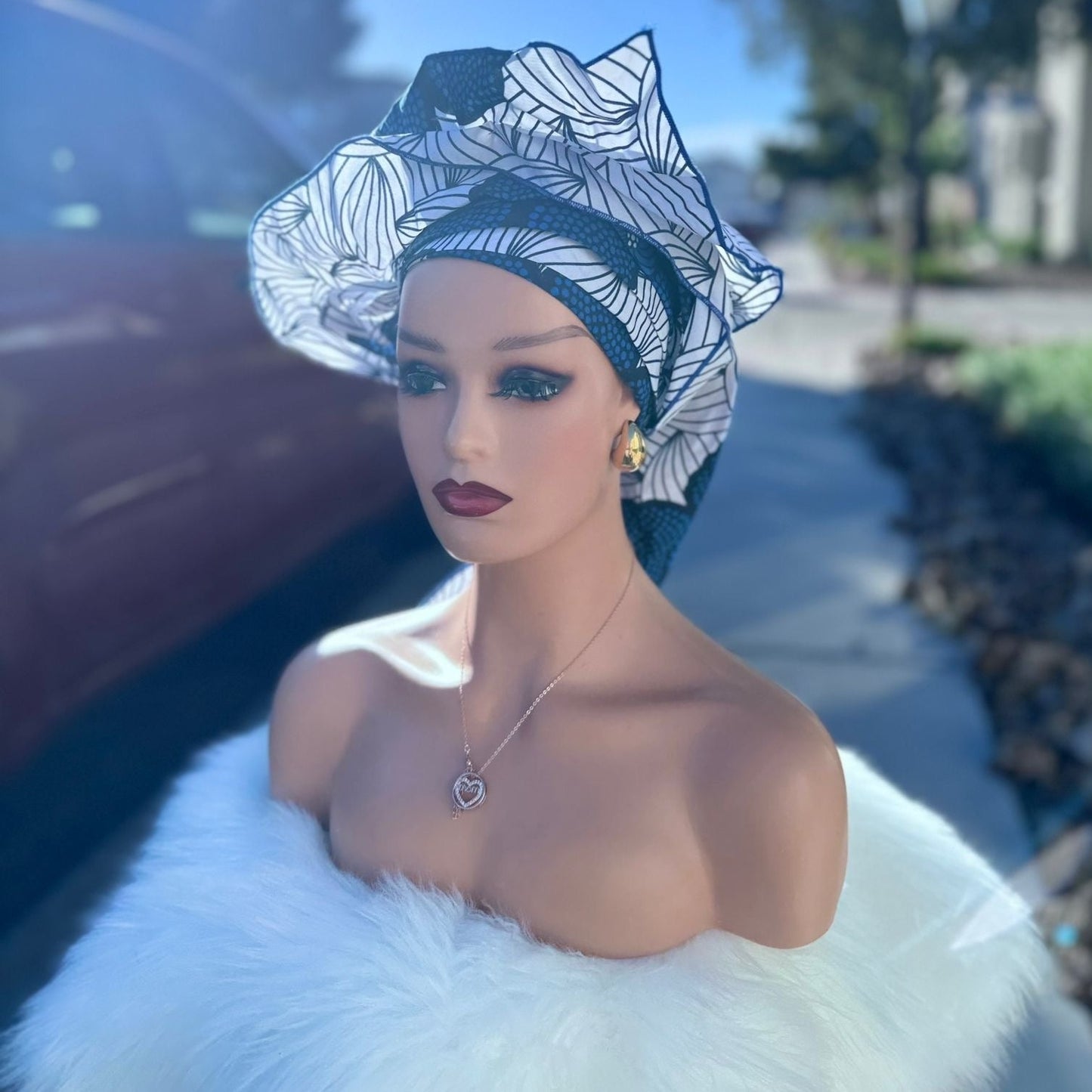 AFRICAN PRINT HEADWRAP, Ankara Head Wrap, color Black & White