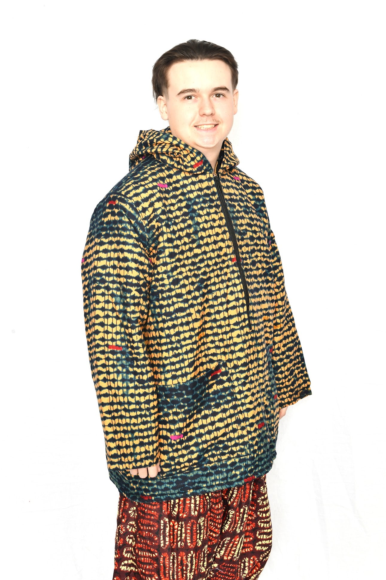 Unisex half zip hoodie : color : Blue Moo