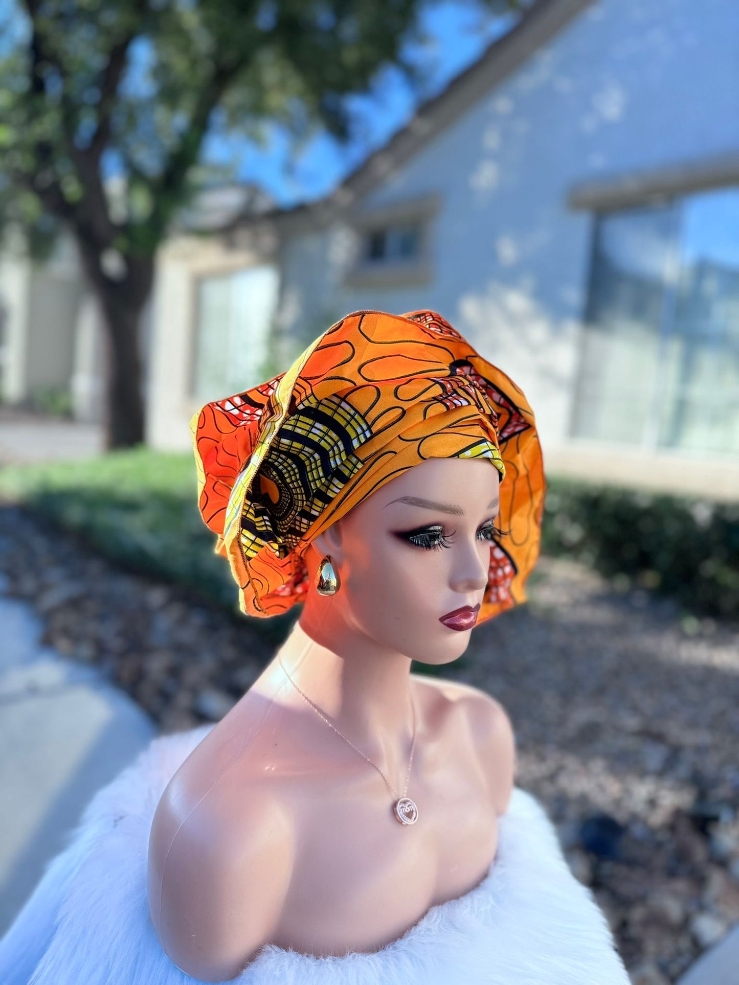 AFRICAN PRINT HEADWRAP, Ankara Head Wrap, color black