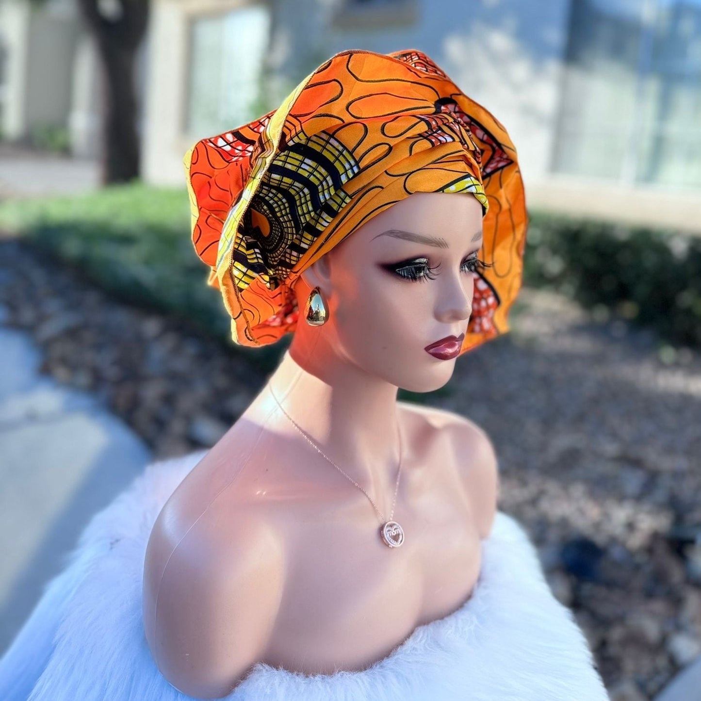 AFRICAN PRINT HEADWRAP, Ankara Head Wrap, color black
