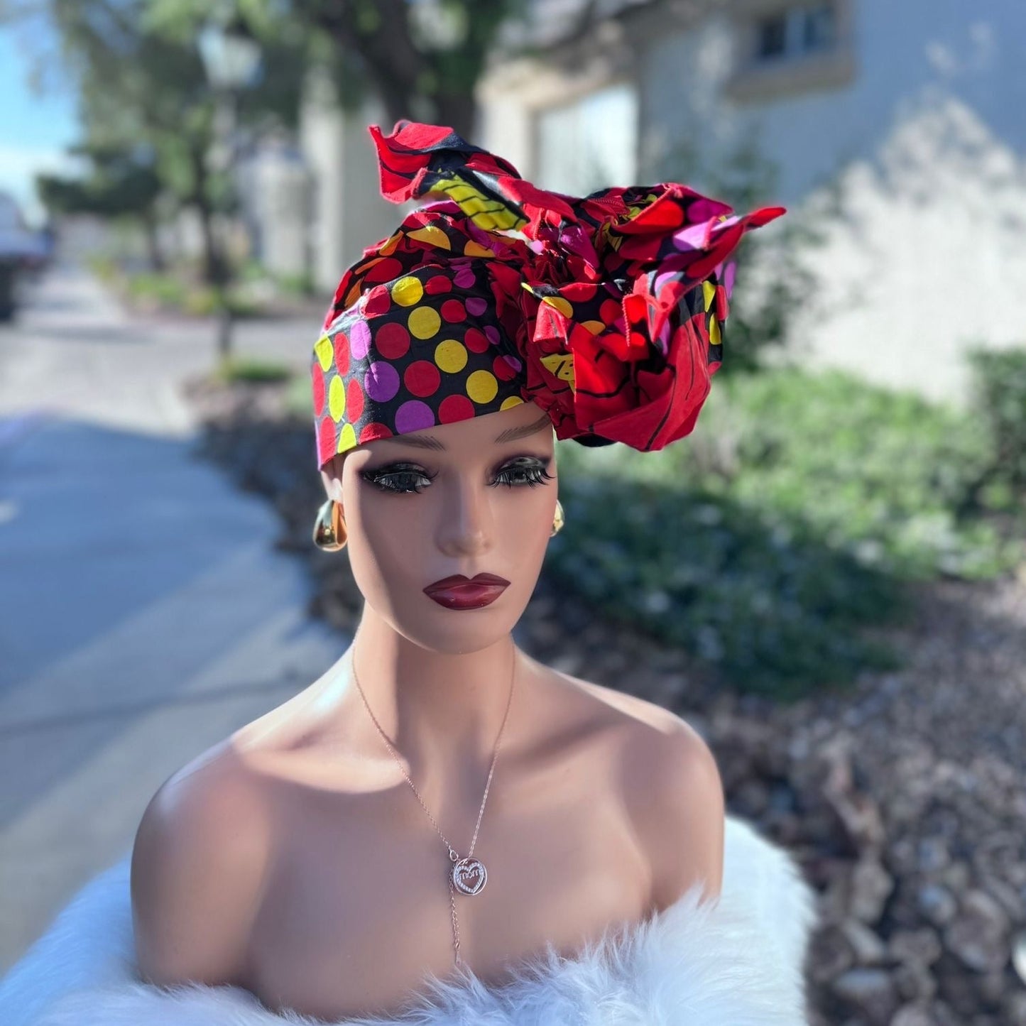 AFRICAN PRINT HEADWRAP, Ankara Head Wrap, color black and red