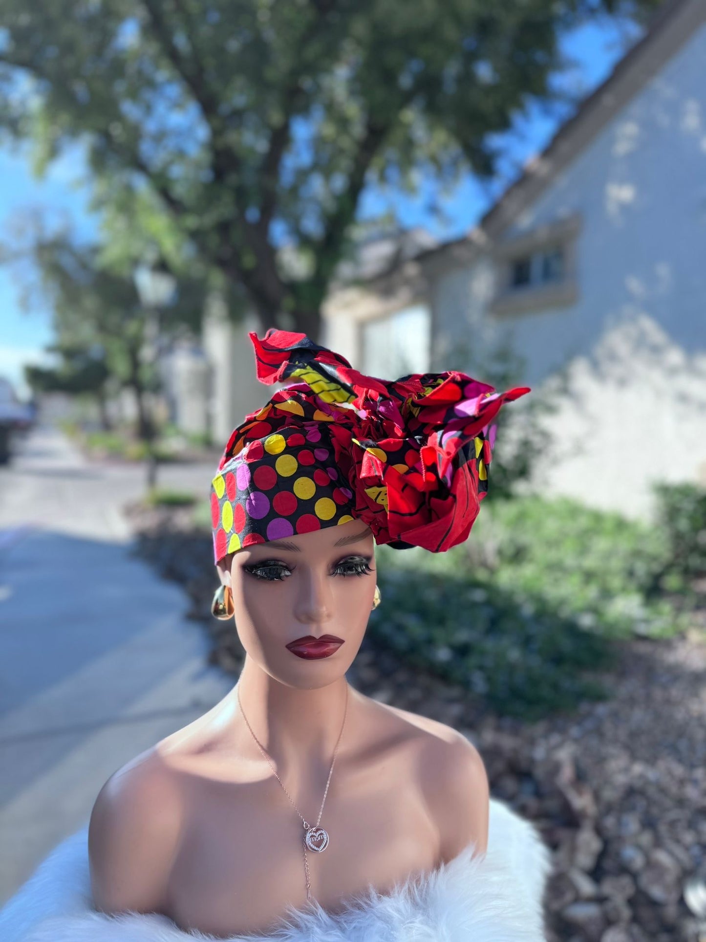 AFRICAN PRINT HEADWRAP, Ankara Head Wrap, color black and red