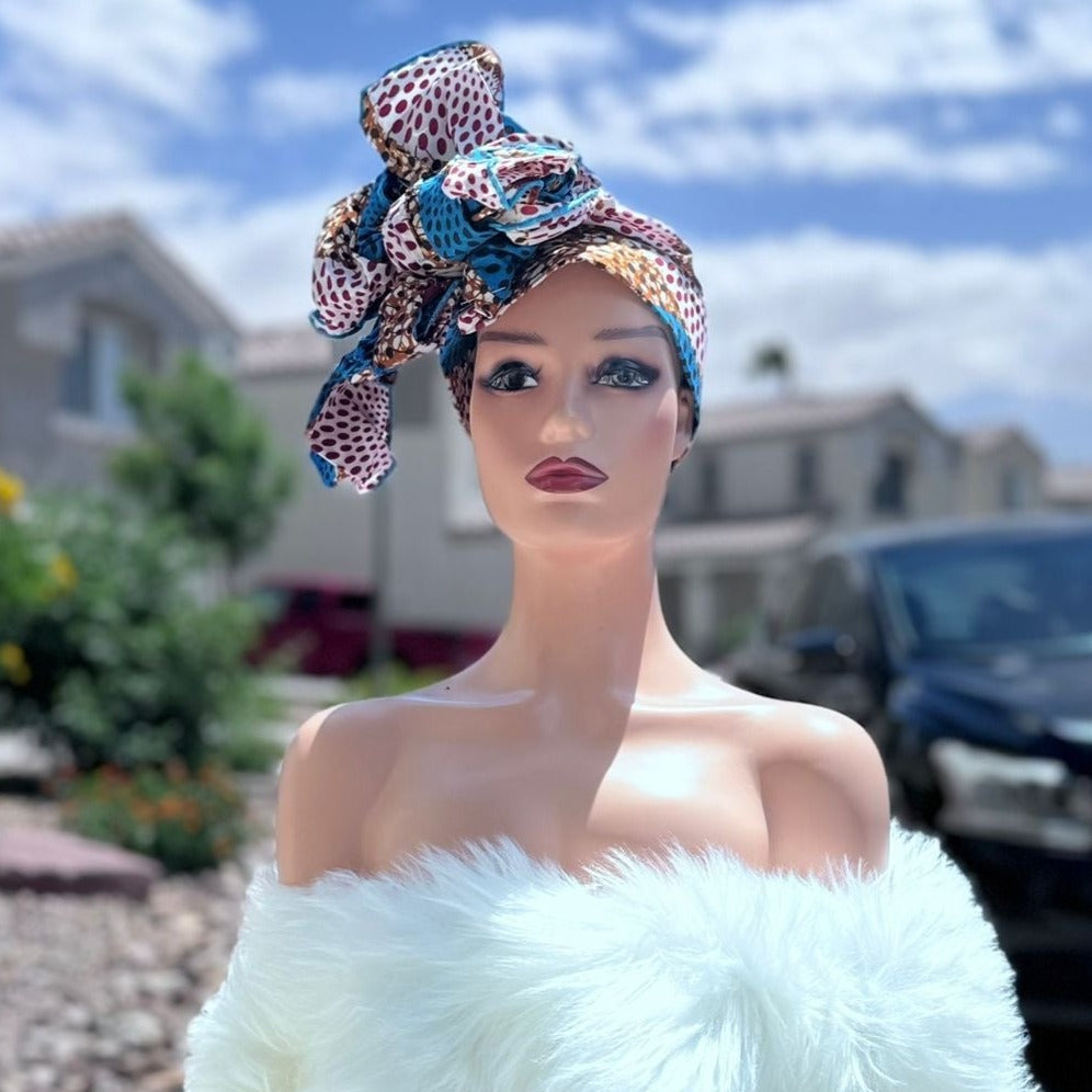AFRICAN PRINT HEADWRAP, Ankara Head Wrap, color black