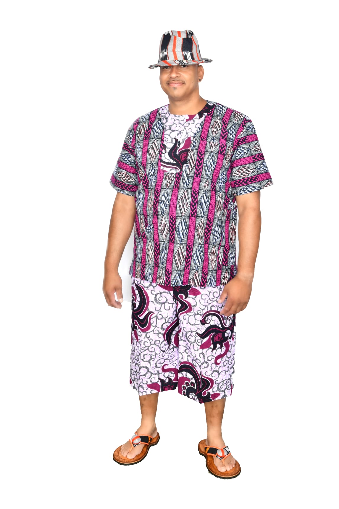 Men's Short Set Burgundy Black & White