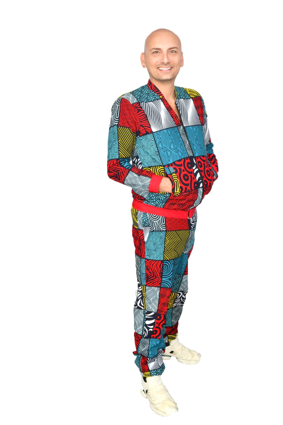 Akwaba Track Suits Blue Red Black Pattern