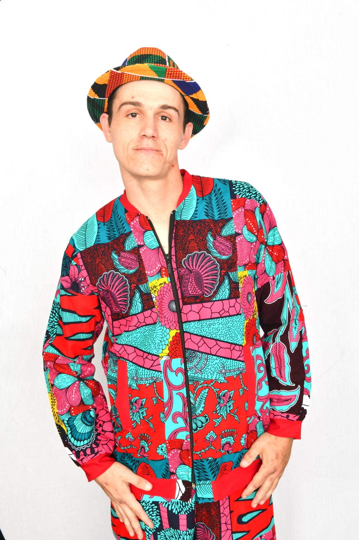 Akwaba Track Suits Pink Red Blue Turquoise Pattern
