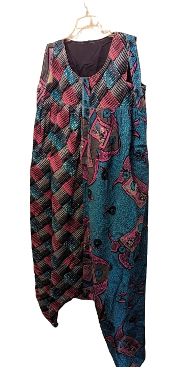 Baggyho Jumpsuit/Dress 2 in One Combo Turquoise Orange Burst