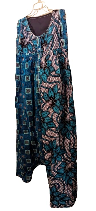 Baggyho Jumpsuit/Dress 2 in One Combo Turquoise Squares