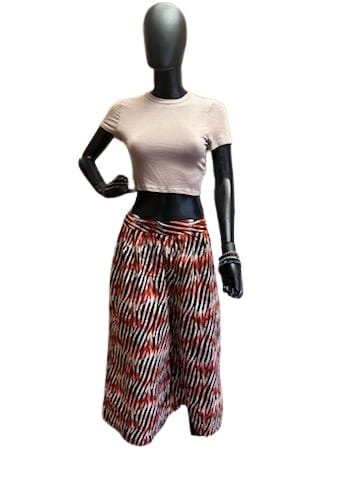 Women's Midi Palazzo Pant lack Red Yellow Flames