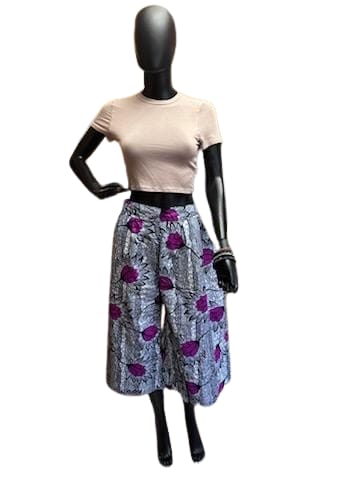 Women's Midi Palazzo Pant Black Magenta Floral