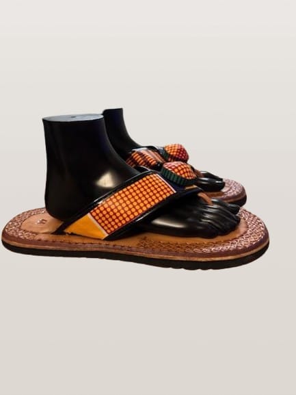 Men's Traditional Handmade Leather Sandals/Slippers  Orange 