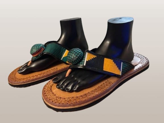 Men's Traditional Handmade Sandals/Slippers Green Pattern
