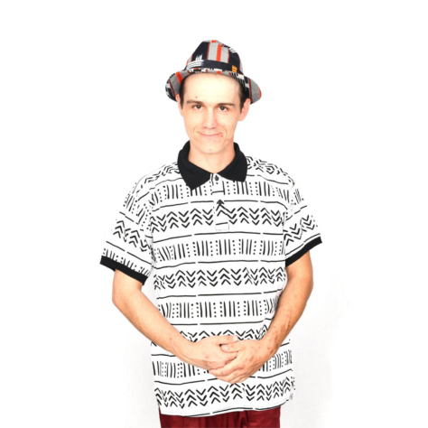 Akwaba Men's Shirts Short Sleeve White with Black design