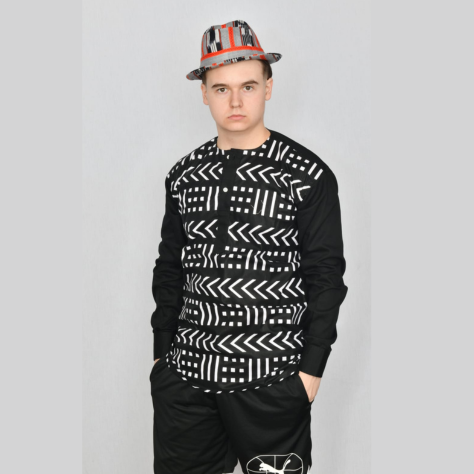 Akwaba Men's Shirts Long Sleeve Black and White design
