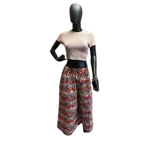 Women's Midi Palazzo Pant lack Red Yellow Flames