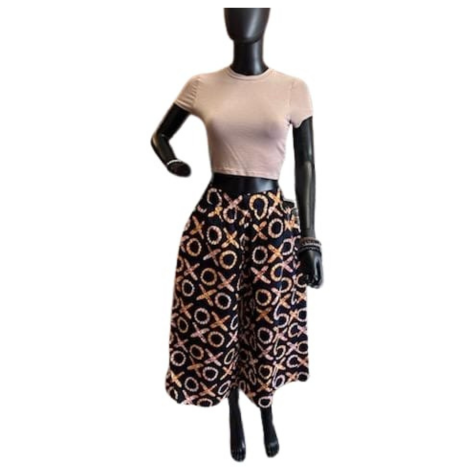 Women's Midi Palazzo Pant Black Orange Tic Tac Toe
