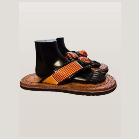 Men's Traditional Handmade Leather Sandals/Slippers  Orange 