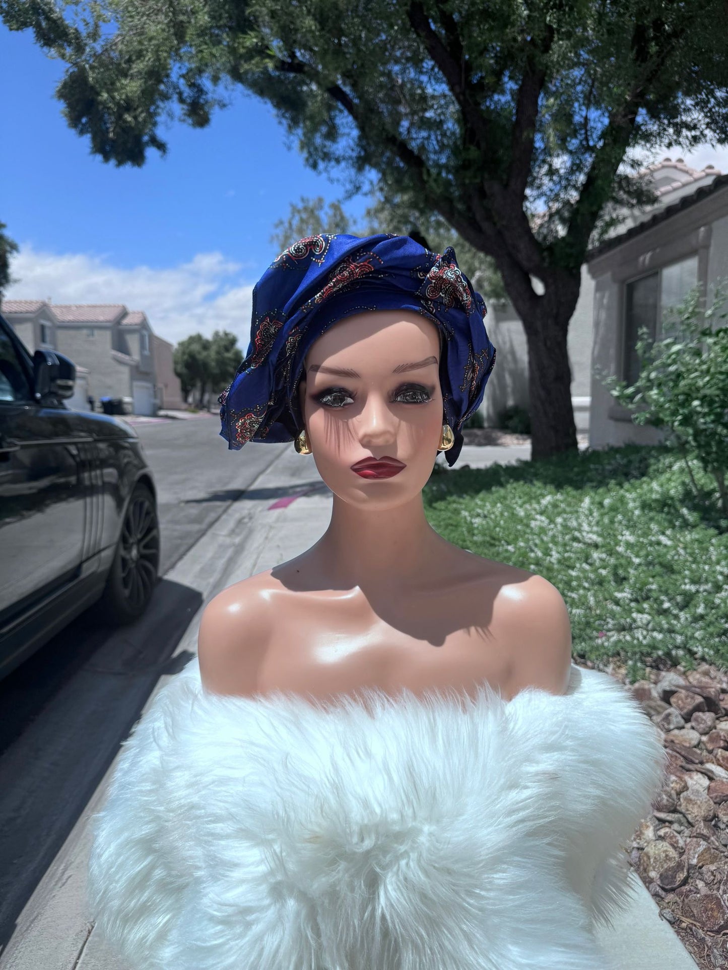 AFRICAN PRINT HEADWRAP, Ankara Head Wrap color blue