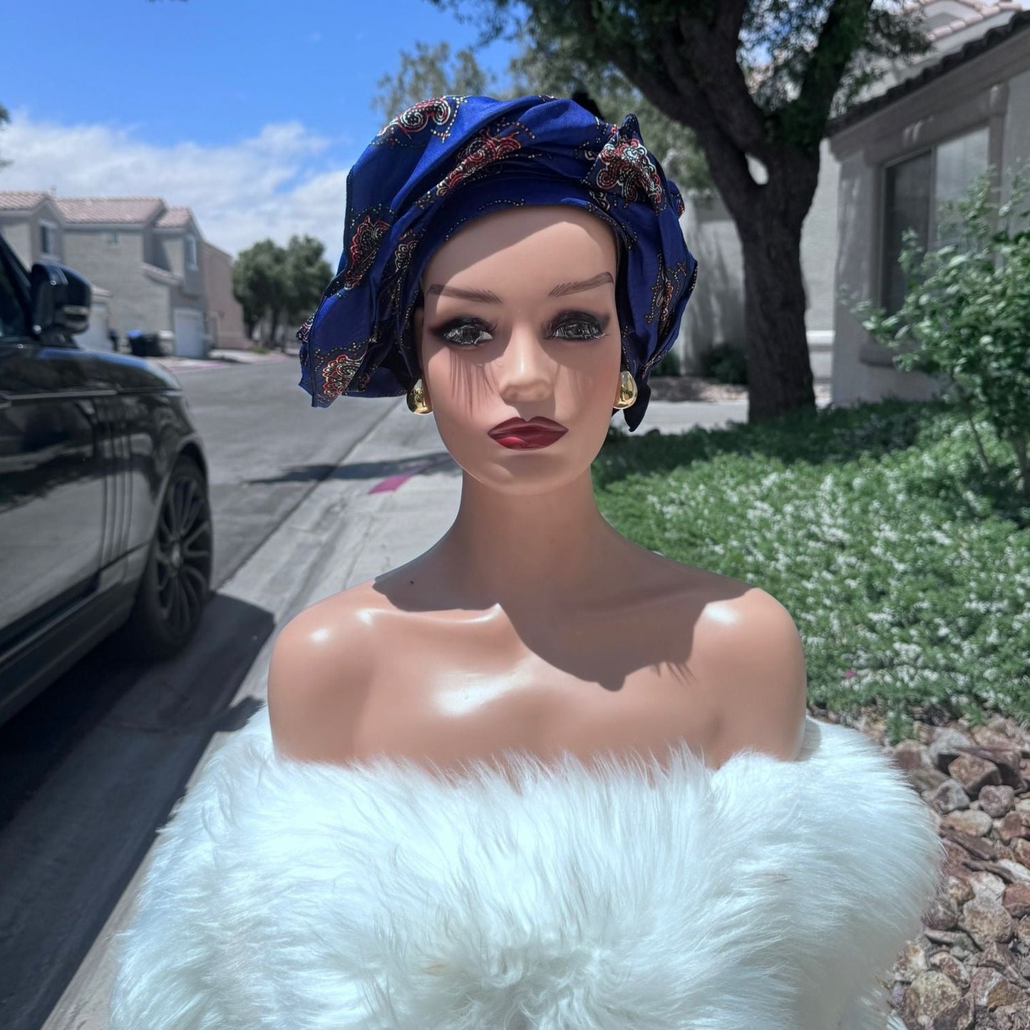 AFRICAN PRINT HEADWRAP, Ankara Head Wrap color blue
