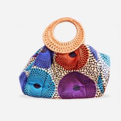 Women's Bag with Wicker Handle: Made with African Fabric