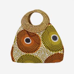Women's Bag with Wicker Handle: Made with African Fabric