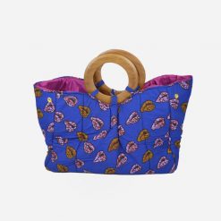 Women's Bag with Wood Handles: Made with African Fabric