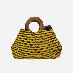 Women's Bag with Wood Handles: Made with African Fabric