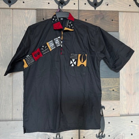 Men’s half snap pullover color: black with red color