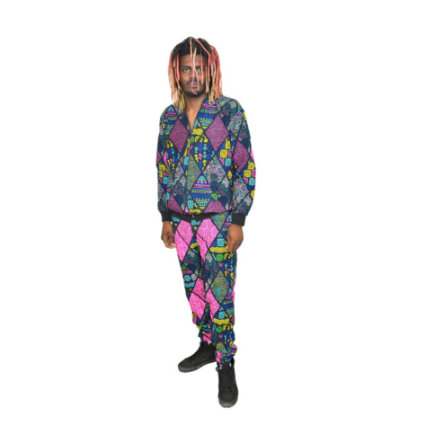 Track Suits Purple Pink Diamond Pattern