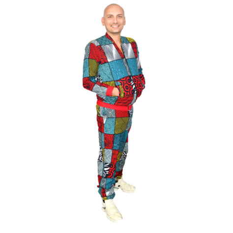 Akwaba Track Suits Blue Red Black Pattern